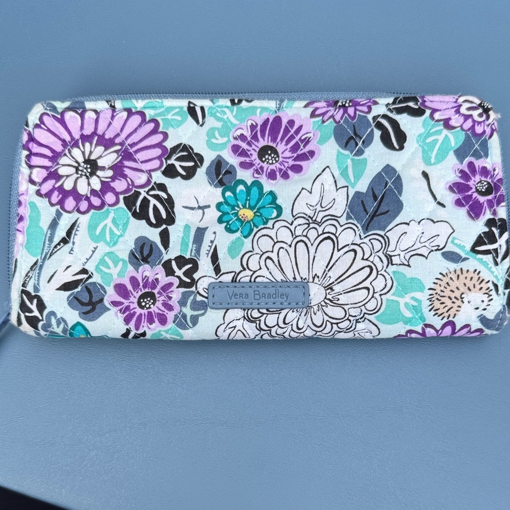 Vera Bradley Floral Key & Card Holder - Purple, Blue, and Black